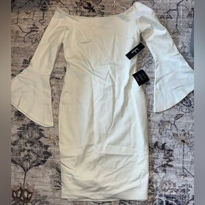 NWT Lulus White Flare Sleeve Bodycon Dress size Large